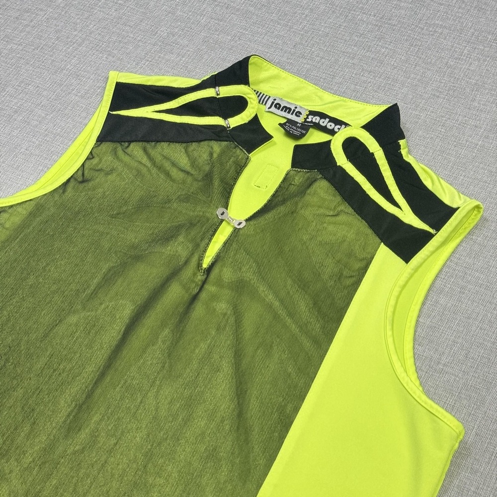 Jamie Sadock Tank Womens M Green Mesh Collared Athletic Colorblock Stretch